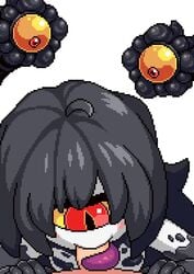 1boy 1girls akai_(ugokashitari) animated black_hair colored_sclera cyclops fellatio gazer_(monster_girl_encyclopedia) hetero long_hair long_tongue monster_girl monster_girl_encyclopedia multi_eye no_sound one-eyed oral pale_skin penis pixel_art red_eyes simple_background slit_pupils solo_focus stalk_eyes tagme tentacle tongue tonguejob ugoira very_long_tongue video white_background yellow_sclera