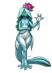 anthro clitoris del'a female fin furball_(artist) genitals marine membrane_(anatomy) multi_clitoris multi_genitalia nokuri solo webbed_feet webbed_hands wide_hips