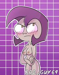 1girls bad_guy69 blush blush_lines breasts female female_only gaz_membrane human invader_zim nipples nude purple_hair solo tagme