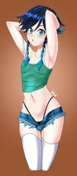 1boy armpits danmakuman femboy feminine_male genshin_impact male male_only shorts solo standing thighhighs thong venti_(genshin_impact)