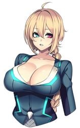 1girls avatar_(pso2) big_breasts blonde blonde_hair braid braided_hair busty camui_kamui_(hz_666v) cleavage cute female female_only green_eye hai_mofuki heterochromia light-skinned_female light_skin phantasy_star phantasy_star_online_2 pink_eye ponytail sega solo thin thin_waist voluptuous