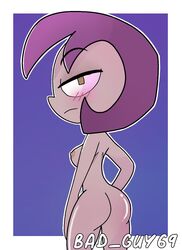 1girls ass bad_guy69 blush blush_lines breasts female female_only gaz_membrane human invader_zim nipples nude nude_female purple_hair sole_female solo