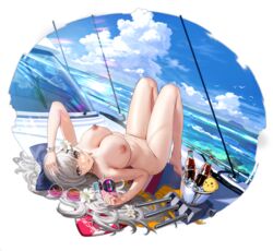 azur_lane bare_shoulders barefoot blue_bow blush bottle bow breasts camera cloud day extremely_large_filesize eyewear_removed feet female flower grey_eyes hair_flower hair_ornament hairbow high_resolution holding holding_camera ice ice_bucket large_breasts long_hair looking_at_viewer lying manjuu_(azur_lane) mouth_hold ocean on_back outdoors palm_tree sky smile soda_bottle sunglasses sunglasses_removed third-party_edit transparent_background tree turret very_long_hair vittorio_veneto_(azur_lane) vittorio_veneto_(the_flower_of_la_spezia)_(azur_lane) water white_flower yunsang