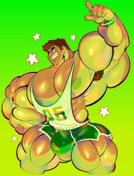 armpit armpit_hair armpit_tuft bara barazoku big_breasts big_muscles big_nipples bulge gay jersey loose_shirt male male_focus male_only rateddead sportswear tight_clothing tight_shorts