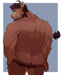 1boy absurd_res anthro anthro_only ass back_muscles back_view bara barazoku beard brown_hair chubby chubby_anthro chubby_male echo_(series) echo_project furry furry_only hi_res highres humanoid humanoid_hands looking_at_viewer looking_back male male_only mammal mooning nude nude_male partially_clothed presenting presenting_hindquarters simple_background smug_grin solo steeb_the_boar stripping suggestive suggestive_gesture suggestive_look suid suid_humanoid suina suina_humanoid sus_(pig) teasing teasing_viewer the_smoke_room thick_thighs undressing warr wild_boar youdil1004