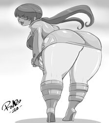 ass_focus back_view bent_over huge_ass king_of_fighters looking_back ronzo shermie_(kof) shonuff shonuff44 short_dress snk thick_thighs wide_hips