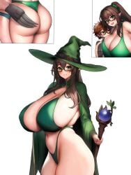 1boy 1girls age_difference big_ass big_breasts big_butt blue_underwear blush brown_haired_glasses_elf_(houtengeki) chorquistudios claws dominant_male dominated_female elf elf_female elf_girl female glasses grabbing_ass grabbing_breasts green_bikini green_witch_hat houtengeki huge_ass huge_breasts huge_butt hybrid laying_down laying_on_breasts looking_pleasured magic_staff milf monster_boy pervert ponytail raptor reptile reptile_humanoid scale scales scalie_humanoid size_difference slut slutty_clothing slutty_outfit smile witch witch_hat
