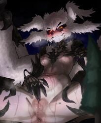 absurd_res anus avian black_sclera breasts clitoral_fingering ekrea_jan european_mythology female final_fantasy_xvi front_view garuda genitals greek_mythology harpy head_wings hi_res humanoid mythological_avian mythological_creature mythology presenting pussy solo wings