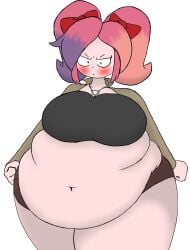 bbw belly breasts fat fat_woman female female_focus female_only glitch_productions morbidly_obese obese obese_female overweight overweight_female pink_hair saiko_bichitaru_(smg4) smg4 solo solo_female solo_focus transparent_background