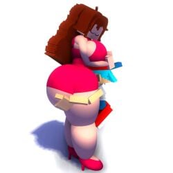 3d big_breasts boyfriend_(friday_night_funkin) friday_night_funkin girlfriend_(friday_night_funkin) grabbing_ass hug long_hair meme mine-imator minecraft simple_background skirt smaller_male sospoo taller_girl thick_thighs wholesome