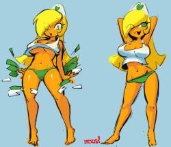 1girls blonde_hair female female_only green_eyes koopa koopa_girl mario_(series) minus8 nintendo solo solo_female super_mario_bros. tan_body underwear watermark