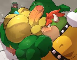 2021 anal anthro balls belly blush bowser crocodilian donkey_kong_(series) duo erection foreskin gay genitals glans green_body hi_res humanoid_genitalia humanoid_penis k_rool kemono koopa kremling male male/male male_only mario_(series) moobs nintendo oral overweight overweight_male partially_retracted_foreskin penis reptile rimming scalie sex tongue tongue_out uncut video_games yoshizaurusu_n