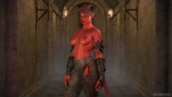 1girls 3d baldur's_gate_3 dungeons_and_dragons forgotten_realms horns karlach red_skin tail tiefling topless topless_female zeroversex