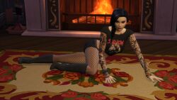 elvira_pose goth_girl provocative tattooed_female the_sims_4 toned_female vampire_girl