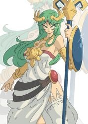 1girls bimbo breasts clothing female female_only green_hair kid_icarus leedraw11 nintendo palutena solo