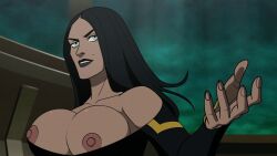 1girls big_breasts blue_eyes long_hair nerota nipple_slip nipples screenshot_edit superwoman tomorrowverse