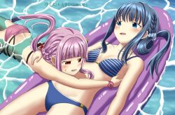 2girls beach blue_eyes blue_hair erika95164545 magia_record:_mahou_shoujo_madoka_magica_gaiden mahou_shoujo_madoka_magica nanami_yachiyo pink_eyes pink_hair puella_magi_madoka_magica tamaki_iroha white_skin white_skinned_female yuri