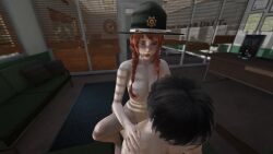 1boy 1boy1girl 1girls 3d animated braided_hair chiyo1000nights cowgirl_position freckles grand_theft_auto_v honey_select_2 male_pov mickey_faraday mp4 naked nude onx park_ranger police_station pov red_hair red_hair sex shaved_pussy tagme video