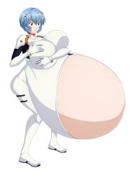 1girls breasts_bigger_than_head huge_breasts hyper hyper_belly hyper_pregnancy neon_genesis_evangelion pregnant ready_to_pop rei_ayanami saburox solo transparent_background wardrobe_malfunction worried_expression