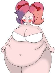 bbw belly bikini breasts fat fat_woman female female_focus female_only glitch_productions morbidly_obese obese obese_female overweight overweight_female pink_hair saiko_bichitaru_(smg4) smg4 solo solo_female solo_focus transparent_background white_bikini