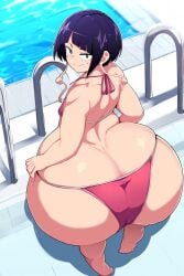 ai_generated ass_cleavage big_ass big_butt butt_crack fat flat_chest goldencum34 huge_ass huge_butt jirou_kyouka kyoka_jiro looking_pleasured massive_ass massive_butt my_hero_academia obese overweight swimsuit wide_hips