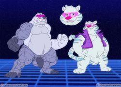 anthro balls belly cartoon_network dc dc_comics duo felid genitals male mammal overweight overweight_anthro overweight_male penis teen_titans teen_titans_(television_series) teen_titans_go! ursid wolfblade