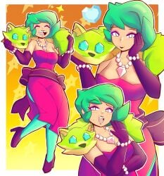 1girls bracelet bracelets brawl_stars breasts clothed clothed_female clothing dierelc dress earrings female female_focus female_only front_view fully_clothed fully_clothed_female gloves green_hair jewelry large_breasts lipstick lola_(brawl_stars) long_gloves looking_at_viewer makeup mature mature_female mature_woman milf mole mole_under_mouth multiple_views open_mouth sharp_teeth solo solo_female solo_focus standing supercell tan tan-skinned_female tan_body tan_skin tanned tanned_skin teeth tongue