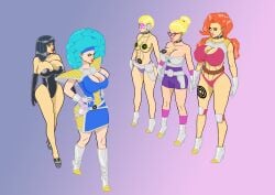 afro angela_(dragon_ball) banedearg brainwashing bulma_(afro) bulma_briefs corruption dragon_ball enemy_conversion erasa high_heel_boots high_heels huge_breasts mai_(dragon_ball) mind_control miss_hamilton pink-tinted_eyewear platform_heels revealing_clothes scouter thick_thighs tinted_eyewear wide_hips