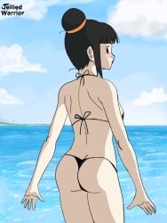 ass ass_focus beach bikini black_bikini blush chichi dragon_ball dragon_ball_z jelliedwarrior small_ass