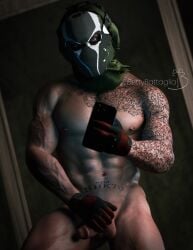 3d 3d_(artwork) 3d_model bara bara_tiddies bara_tits barazoku beefy bettybattaglia call_of_duty call_of_duty_modern_warfare_2_(2022) daddy erection eye_contact looking_at_viewer male_only manly mask_only masked_male mirror_selfie muscles muscular nikto nipple_piercing penis pubic_tattoo selfie solo_male taking_photo taking_picture tough_guy