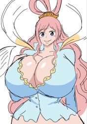 big_breasts cleavage female female_only mermaid mermaid_giantess momiji_(artist) one_piece princess shirahoshi solo white_background