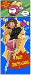 2girls amphibia amphibian anne_boonchuy bandage bandages boing bouncing_breasts breasts crock2121 crock21211 feet female female_only fight fighting head_accessory headband headwear large_breasts muay_thai onomatopoeia polly_plantar ribbon sportswear tadpole tagme tan_body tan_skin