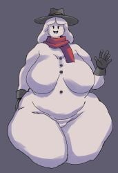 1girls anthro aunt_artica_(overlordzeon) bbw big_breasts breasts gloves hat overlordzeon scarf snowwoman thick_thighs thighs