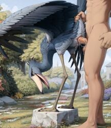 1boy1girl ai_assisted anatomically_correct animal_genitalia avian balls barefoot beak bird bodily_fluids building claws cloaca cloacal cloacal_penetration cum cum_drip cum_in_cloaca cum_in_pussy cum_inside cum_on_balls cum_on_ground cum_on_penis detailed detailed_background detailed_feathers dripping duo feathered_crest feathers feet female feral feral_penetrated from_behind_position furry garden genital_fluids genitals head_crest hi_res human human_on_feral human_penetrating human_penetrating_feral interspecies looking_pleasured male male/female male_on_feral mammal naked pelecaniform penetration penis plant pussy scuted_legs scutes sex shoebill side_view spread_wings standing standing_sex tail_grab terraraptor toe_claws tree vaginal_penetration wings zoophilia