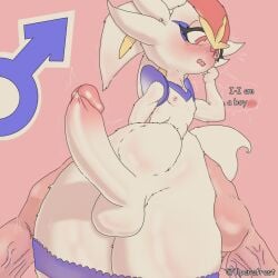 1boy anthro bad_anatomy balls balls_blush big_ears big_penis blush blush_lines blush_stickers body_blush cinderace duo ears_down erection femboy fur furry generation_8_pokemon genitals girly hair hi_res human humanoid_genitalia humanoid_penis lagomorph leporid lewdartistboy long_ears long_legs male male/male male_only mammal nintendo nipples penis pink_nipples pink_penis pivoted_ears pokemon pokemon_(species) rabbit rabbit_boy red_eyes red_hair tparafrast white_body white_fur white_hair