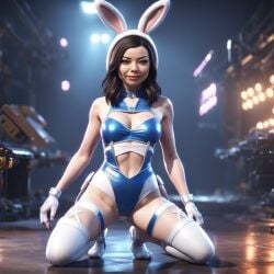 1girls ai_generated bunnysuit female female_only miranda_cosgrove solo tagme