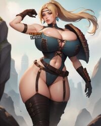 ai_generated alternate_breast_size big_breasts bimbo blonde_hair breasts cleavage dat_ass dead_or_alive dumptruck_ass hourglass_figure huge_breasts kw0337 large_breasts ninja_gaiden rachel_(ninja_gaiden) thick_thighs venus_body voluptuous voluptuous_female white_female wide_hips