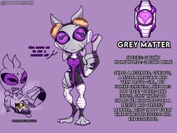 1girls alien amphibian arketrix ass ben_10 chaquetrix classic_alien doctorecrz flat_chest galvan galvan_(ben_10) goggles goggles_on_head goo grey_alien grey_matter grey_skin minigirl purple_eyes simple_background slit_pupils solo sweat thick_thighs