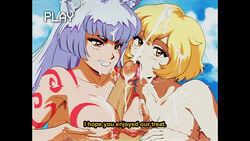 1boy 2girls areolae blonde_hair bob_cut breasts cat_ears commission cum cum_in_mouth cum_on_breasts cum_on_face cum_on_hair cumming cumshot dirtyero_(artist) ejaculation_between_breasts fake_screenshot female female_focus grin licking_penis long_hair looking_at_penis looking_at_viewer male nipples nude oral original original_character paizuri pillarbox pov pressing_breasts_together retro_artstyle short_hair smile straight tattoo text threesome vhs vhs_artifacts vhs_filter white_hair