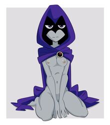 1girls cape cape_only cartoon_network dc dc_comics demon_girl grey_skin medium_breasts nude nude_female nudity pale-skinned_female pale_skin purple_cape purple_eyes rachel_roth raven_(dc) simple_background smooth_skin superheroine tagme teen_titans thrumbo white_background