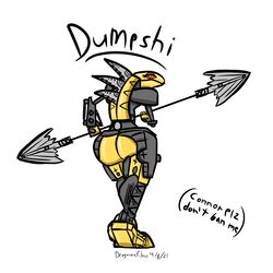 1girls armor ass big_ass bionicle female female grey_body holding_weapon lego looking_back machine monster multicolored_body rahkshi red_eyes robot robot_girl spear spikes thick_thighs weapon yellow_body