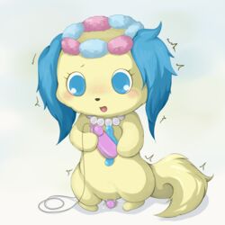 1girls anthro blue_eyes blush dildo dildo_sitting female female_only furry jewelpet jewelpet_(species) pearl_necklace penetration pussy pussy_juice sanrio sapphie_(jewelpet) shivering solo vaginal_penetration white_background