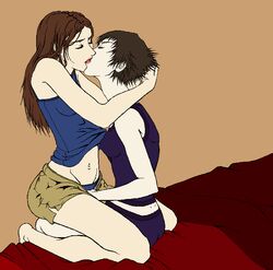 2girls alice_cullen bella_swan black_hair brown_hair closed_eyes duo female female_only kissing long_hair multiple_girls short_hair simple_background sitting_on_lap the_twilight_saga yuri