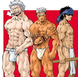 3boys bulge crossover fullmetal_alchemist gay kai_suwabara male male_only multiple_boys one_piece scar scar_(fma) smoker_(one_piece) straight_hair suwabara_kai underwear white_underwear yakitate!!_japan yaoi