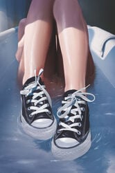 bathing bathroom bathtub converse converse_shoes feet knees_up pov_feet pussy shoes tagme versecon wet