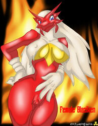 anthro blaziken breasts color female female_only front_view hand_on_hip nintendo pokemon pokemon_(species) solo species_name standing tagme