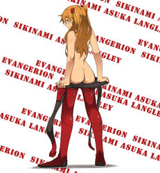 ass asuka_langley_sohryu back blue_eyes brown_hair clothing engrish female female_only from_behind human kosame_daizu looking_back neon_genesis_evangelion plugsuit ranguage rebuild_of_evangelion solo undressing