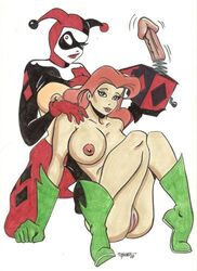 2girls batman:_the_animated_series batman_(series) big_breasts breasts dc_comics dcau dildo female female_only harley_quinn harley_quinn_(classic) human jack_in_the_box_(toy) multiple_girls naked_female nipples poison_ivy poison_ivy_(dcau) pussy unknown_artist yuri