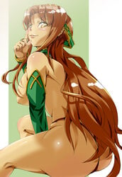 aria_(seiken_no_blacksmith) ass blush female hiropon_pj panties seiken_no_blacksmith solo topless