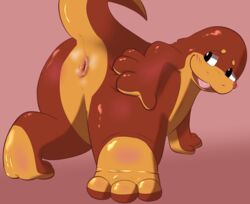 :3 ambiguous_gender amphibian anus ass blush blush_lines feet hand_on_butt hi_res newt presenting presenting_hindquarters raised_tail salamander_(amphibian) semi-anthro soles solo zipper_(artist) zipper_(character)